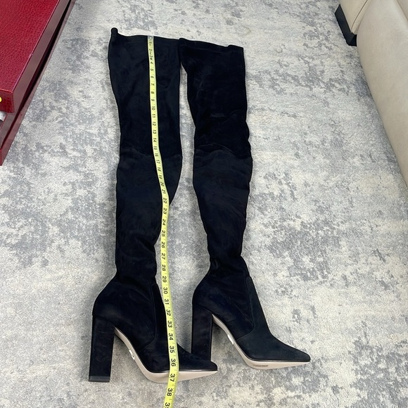 NIB Tamara Mellon Helmut Over The Knee Stretch Suede Boots Thigh Black 39.5 - Picture 11 of 15